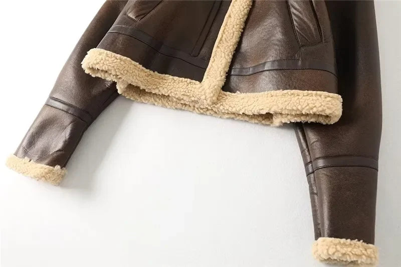 warm faux leather coat