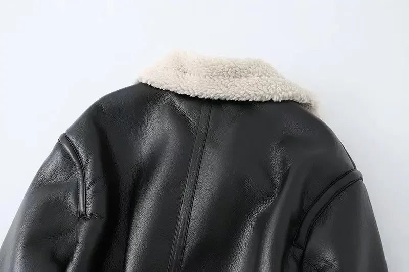 warm faux leather coat