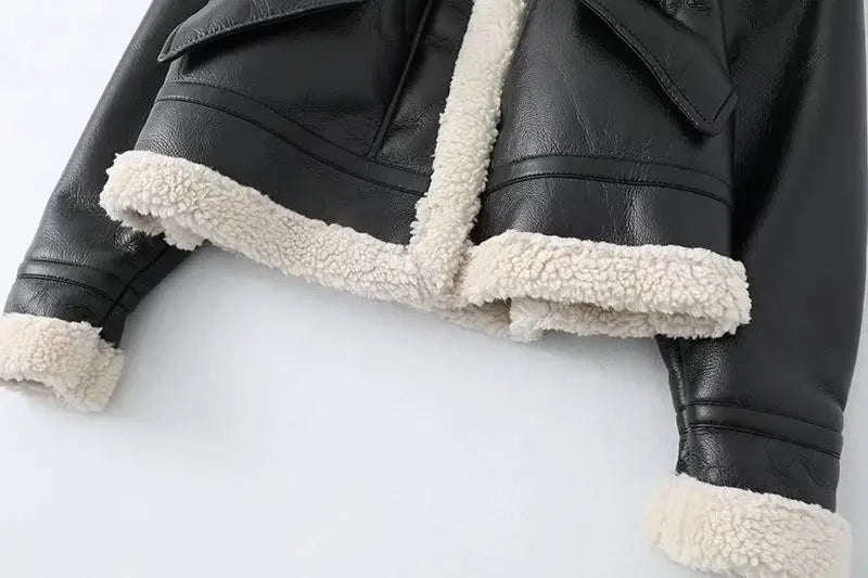 warm faux leather coat