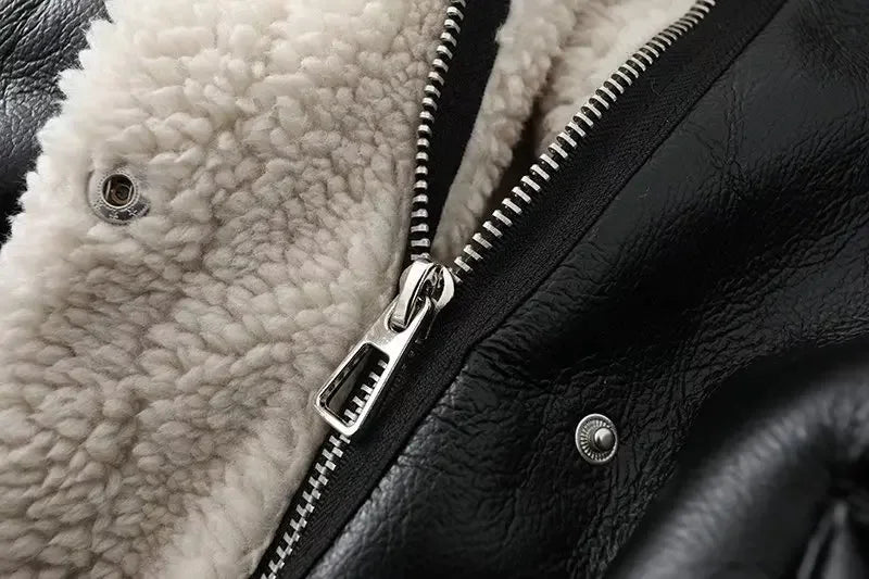 warm faux leather coat