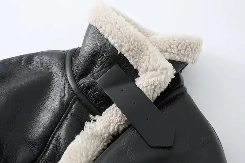 warm faux leather coat