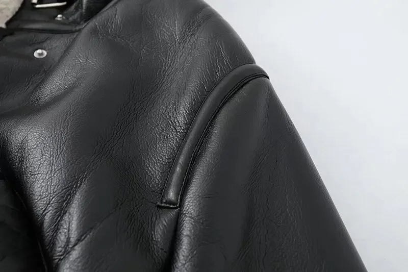 warm faux leather coat